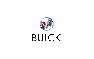 Buick logo with three colored shields: red, silver, and blue, on a black background.