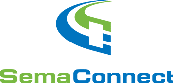 SemaConnect logo featuring a stylized road and plus sign in blue and green colors.