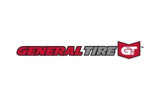 General Tire logo featuring bold red and gray text with a stylized "GT" emblem.