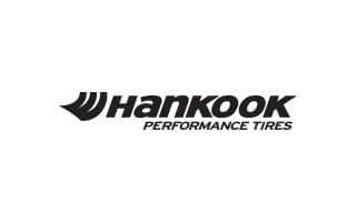Hankook Performance Tires logo featuring stylized black text and an abstract design.